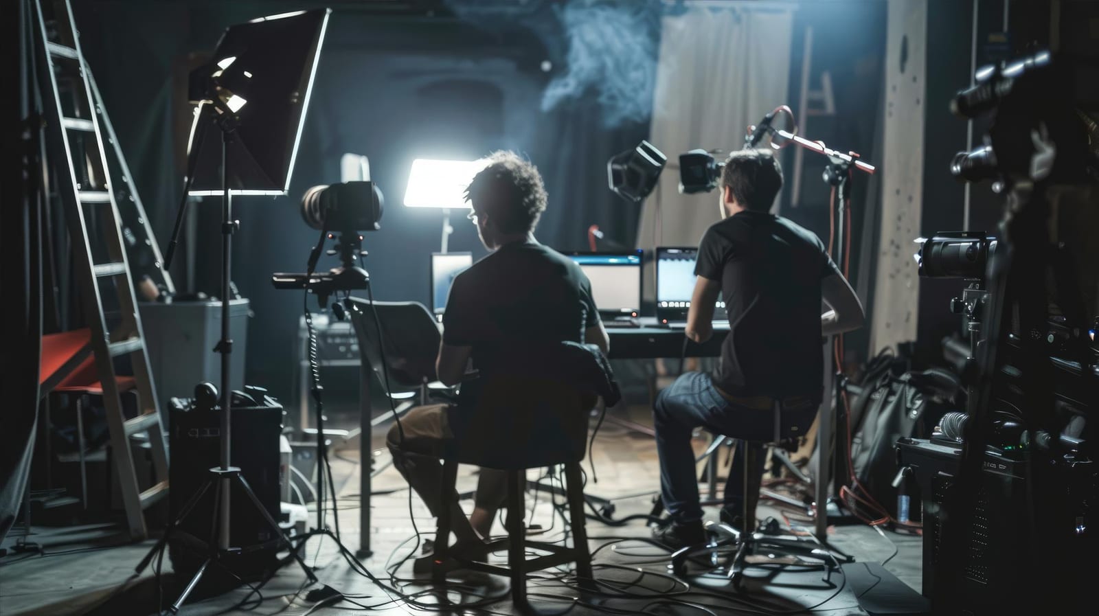 Produção de conteúdo audiovisual durante gravação de série